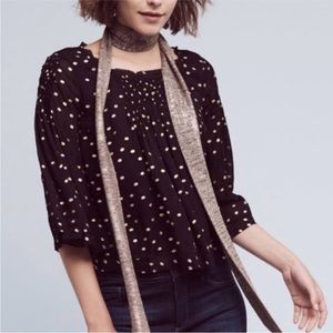 Floreat Everafter Black & Gold dots Bell Sleeve Blouse from Anthropologie
